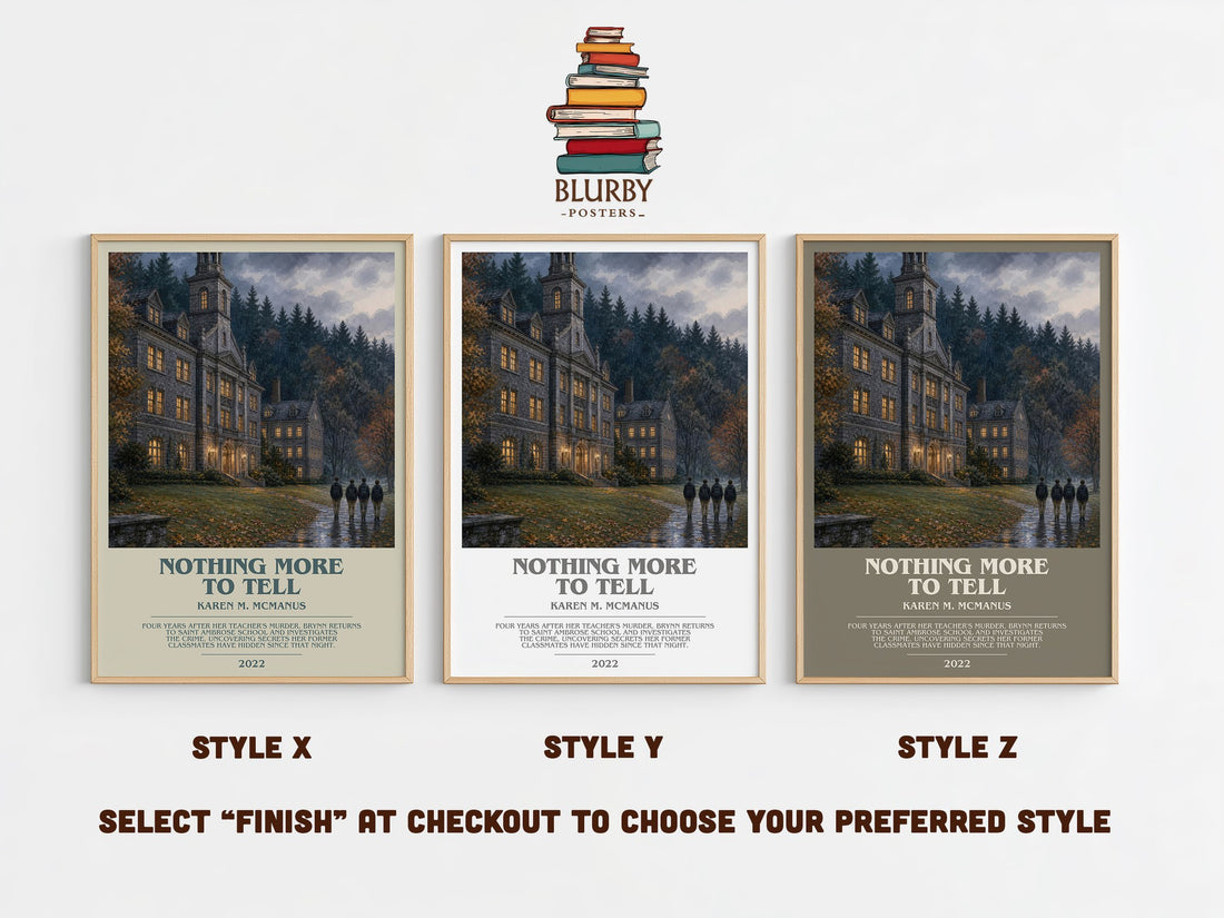 Nothing More to Tell bookish print in frame leaning in hallway – young adult wall art (mockup)