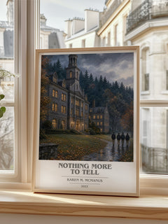 Nothing More to Tell book cover poster colour and style options – Karen M. McManus book art