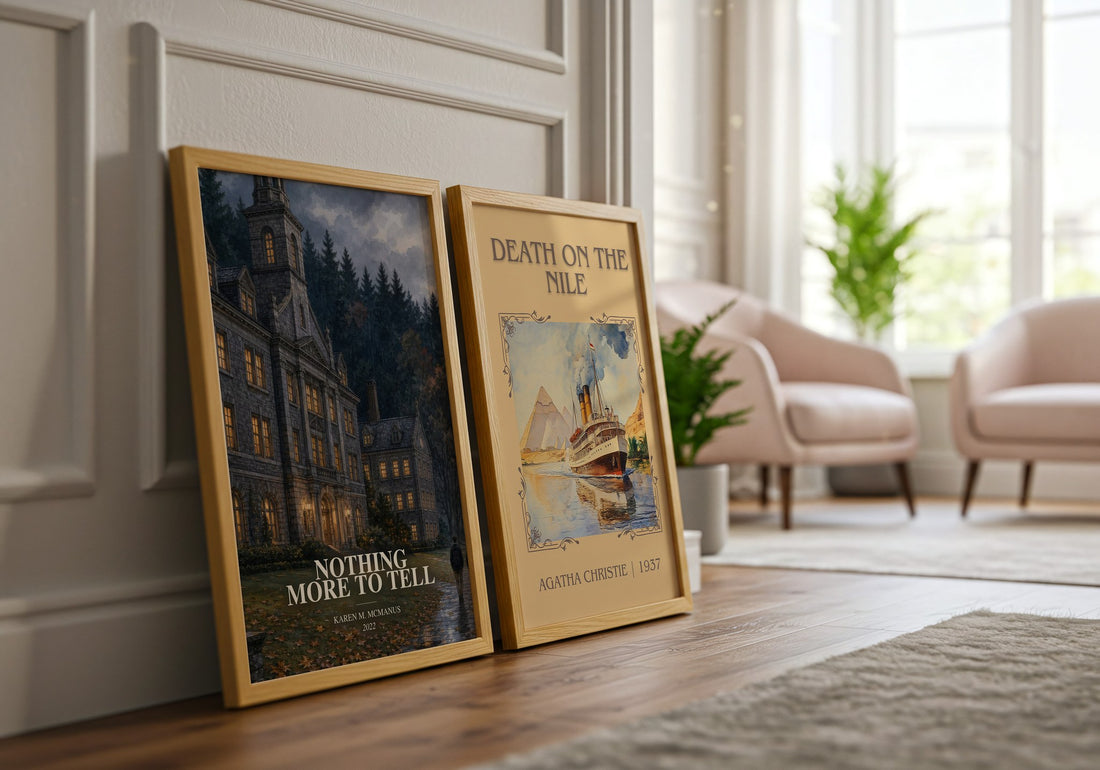 Nothing More to Tell watercolour print framed by window – literary home decor