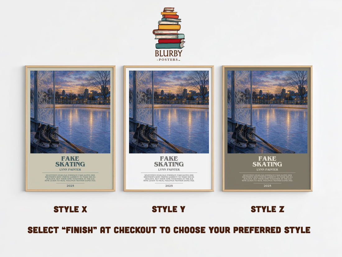 Fake Skating bookish print in frame leaning in hallway – romance wall art (mockup)
