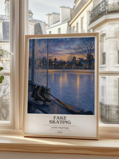 Fake Skating Book Cover Poster by Lynn Painter – framed print by a bright window