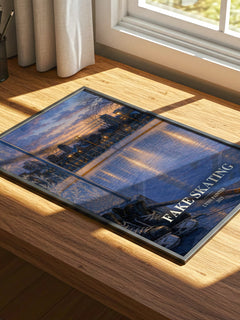 Fake Skating watercolour book poster framed on wall – romance wall art