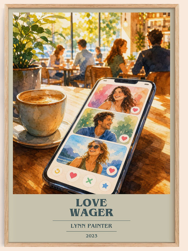 Love Wager book cover book poster by Lynn Painter – framed literary art print