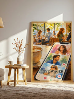 Love Wager watercolour print in frame leaning in hallway – romance wall art