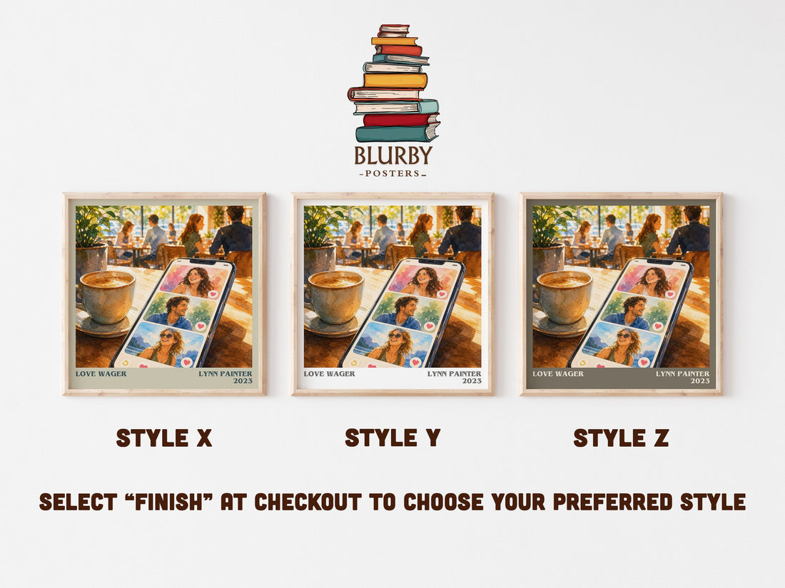 Love Wager literary print in frame leaning in hallway – romance wall art (mockup)