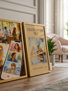 Love Wager watercolour print framed by window – literary home decor
