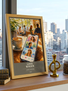 Love Wager book cover print framed by window – literary home decor