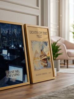 Trust Me, I'm Lying watercolour print framed by window – literary home decor