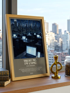 Trust Me, I'm Lying bookish print framed by window – literary home decor