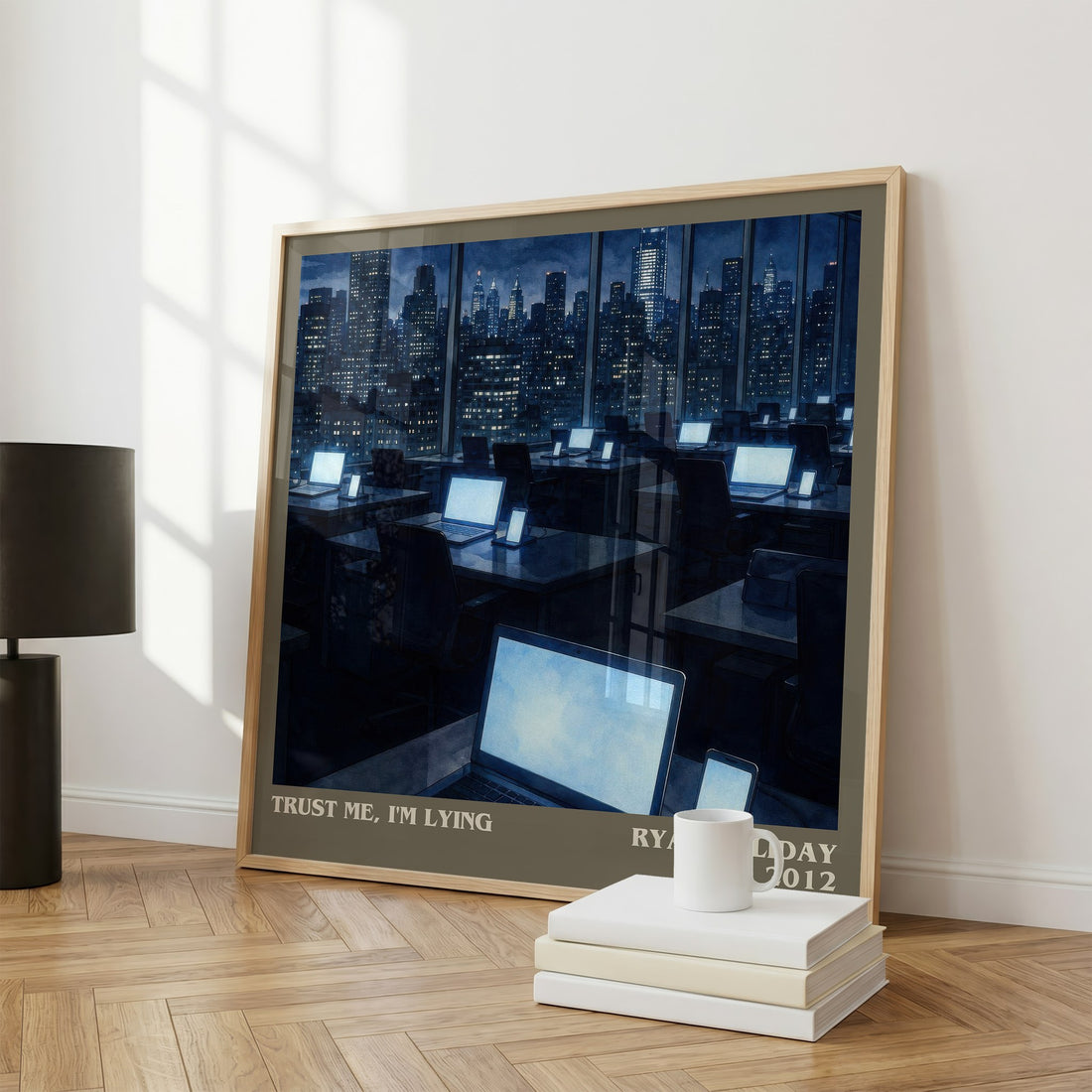 Trust Me, I'm Lying literary print framed by window – literary home decor