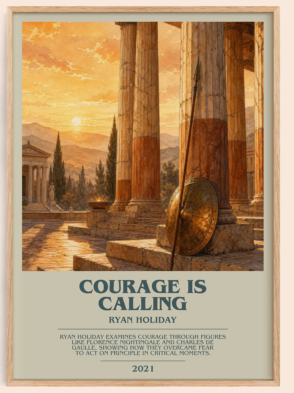Courage Is Calling bookish book poster by Ryan Holiday – framed literary art print