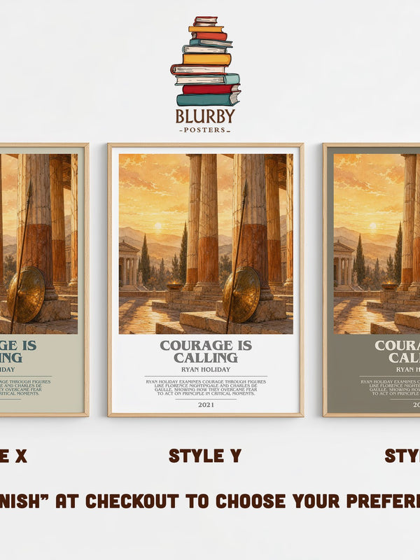 Courage Is Calling bookish print in frame leaning in hallway – philosophy wall art