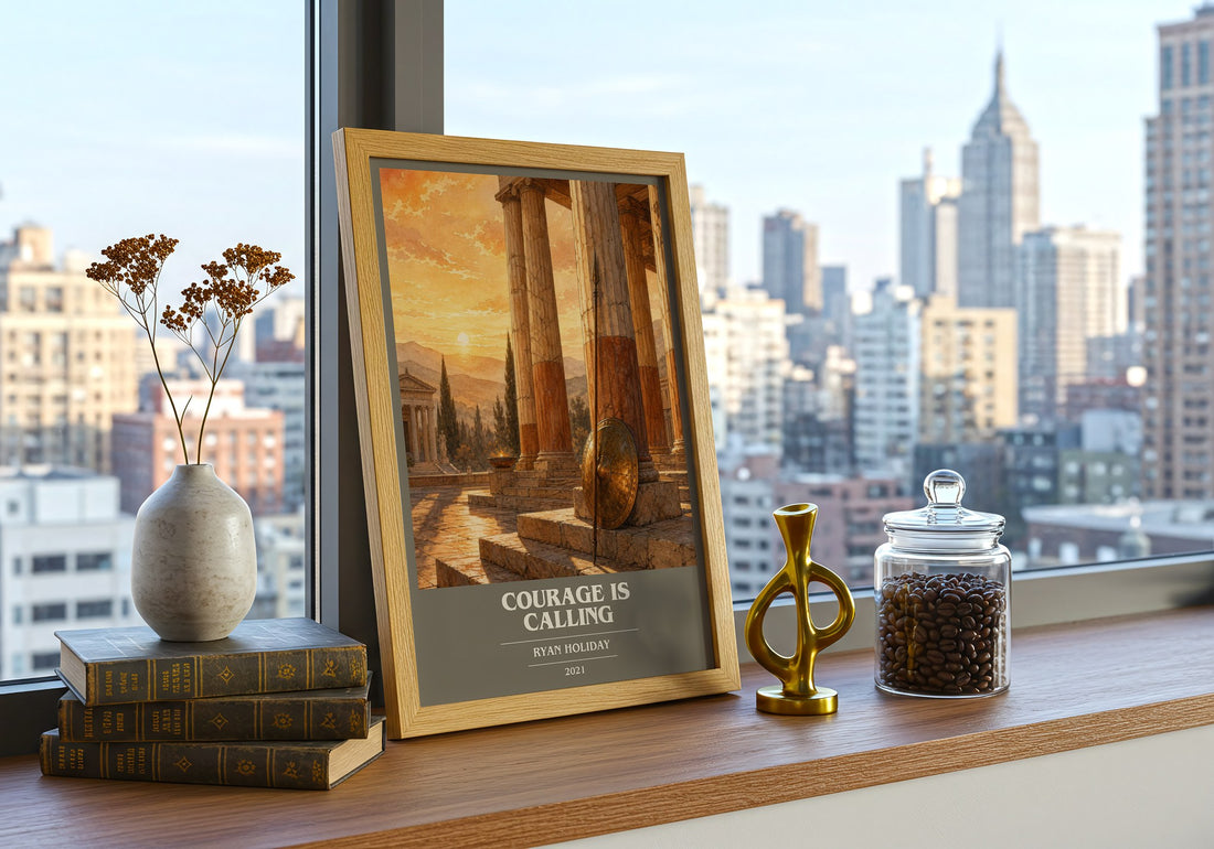 Courage Is Calling book cover print framed by window – literary home decor
