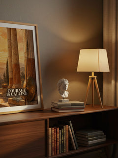 Courage Is Calling watercolour print on bookshelf – Ryan Holiday fan gift