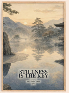 Stillness Is the Key watercolour book poster by Ryan Holiday – framed literary art print