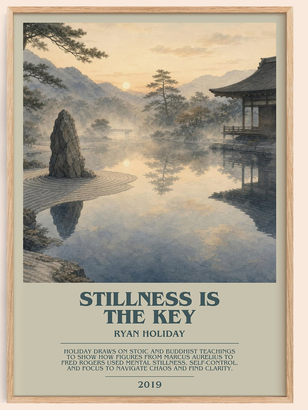 Stillness Is the Key bookish book poster by Ryan Holiday – framed literary art print