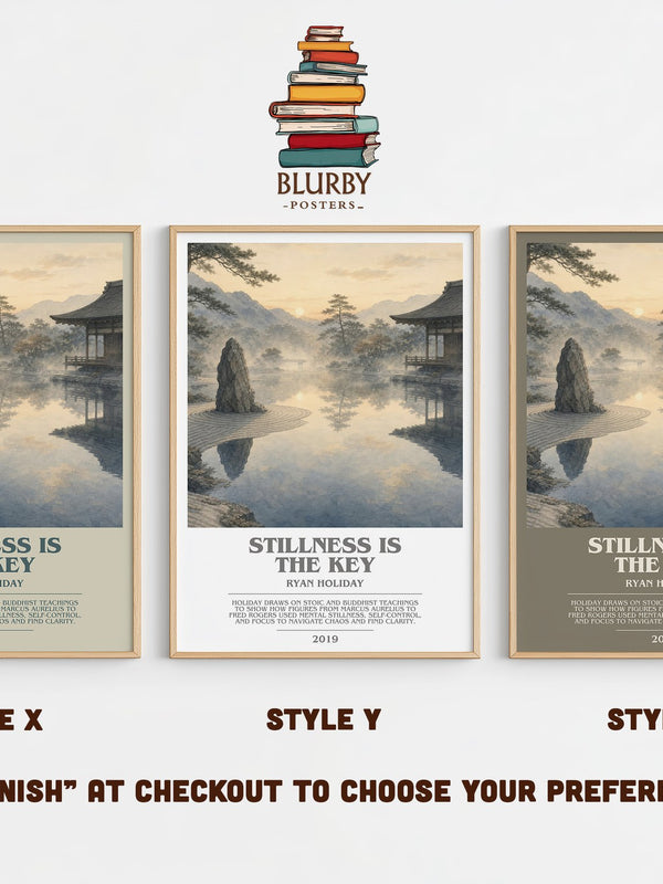Stillness Is the Key bookish print in frame leaning in hallway – philosophy wall art