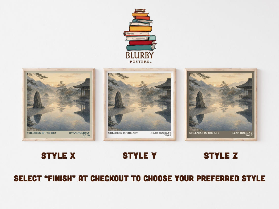 Stillness Is the Key literary print in frame leaning in hallway – philosophy wall art (mockup)