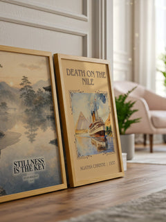 Stillness Is the Key watercolour print framed by window – literary home decor