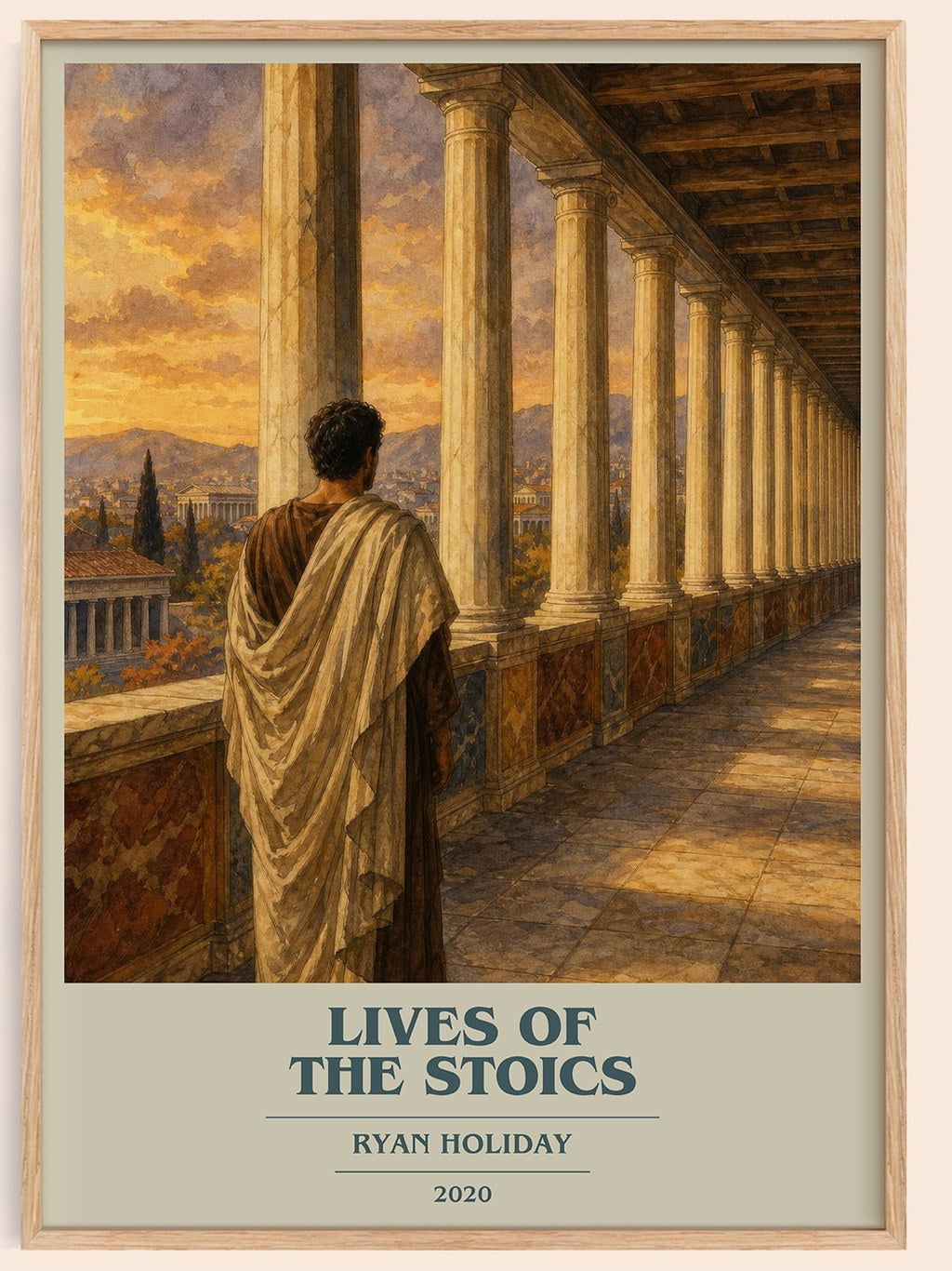 Lives of the Stoics book cover book poster by Ryan Holiday – framed literary art print