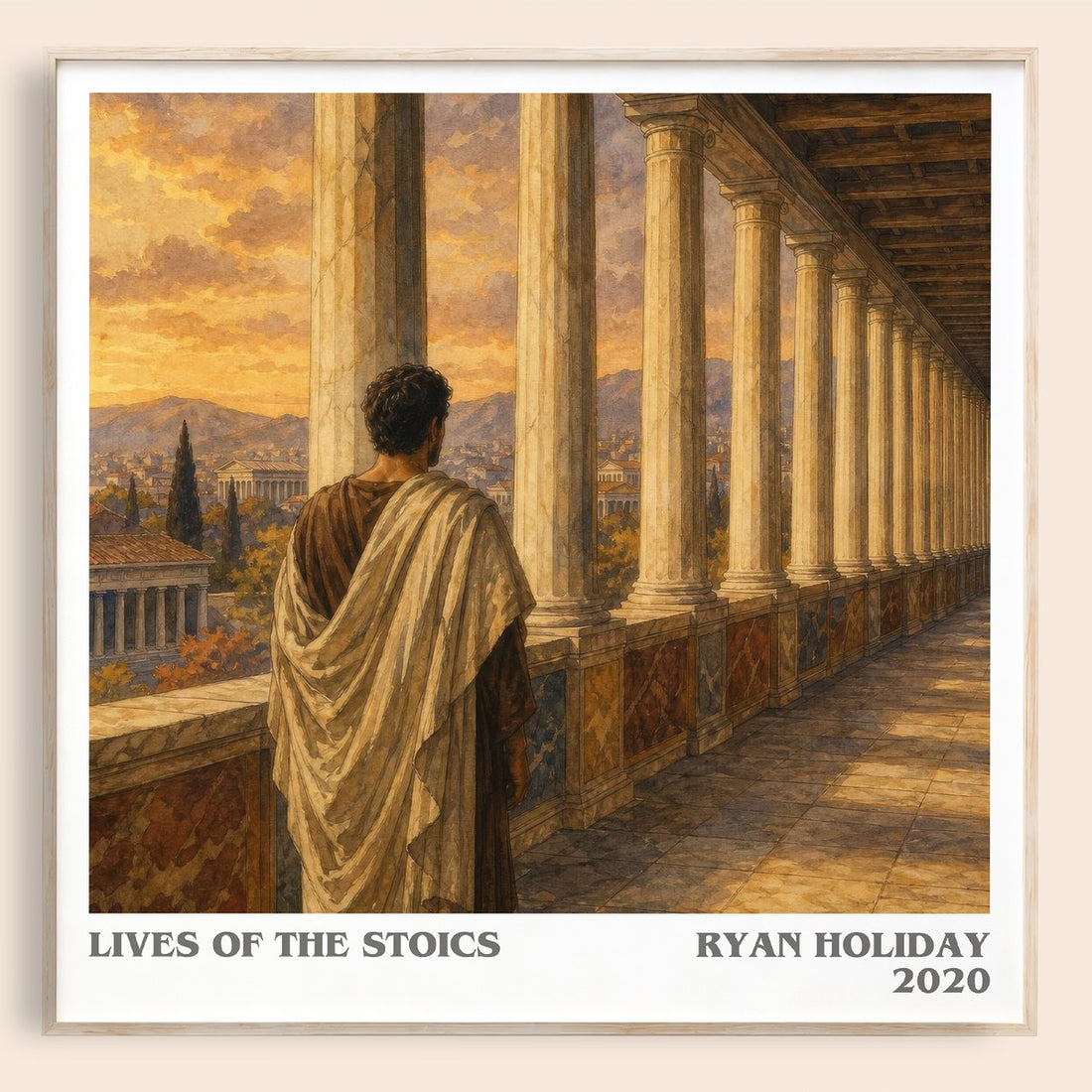 Lives of the Stoics literary book poster by Ryan Holiday – framed literary art print
