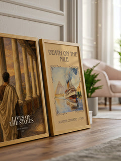 Lives of the Stoics watercolour print framed by window – literary home decor