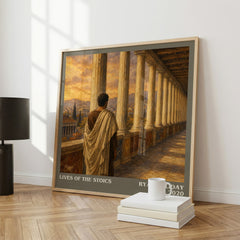 Lives of the Stoics literary print framed by window – literary home decor