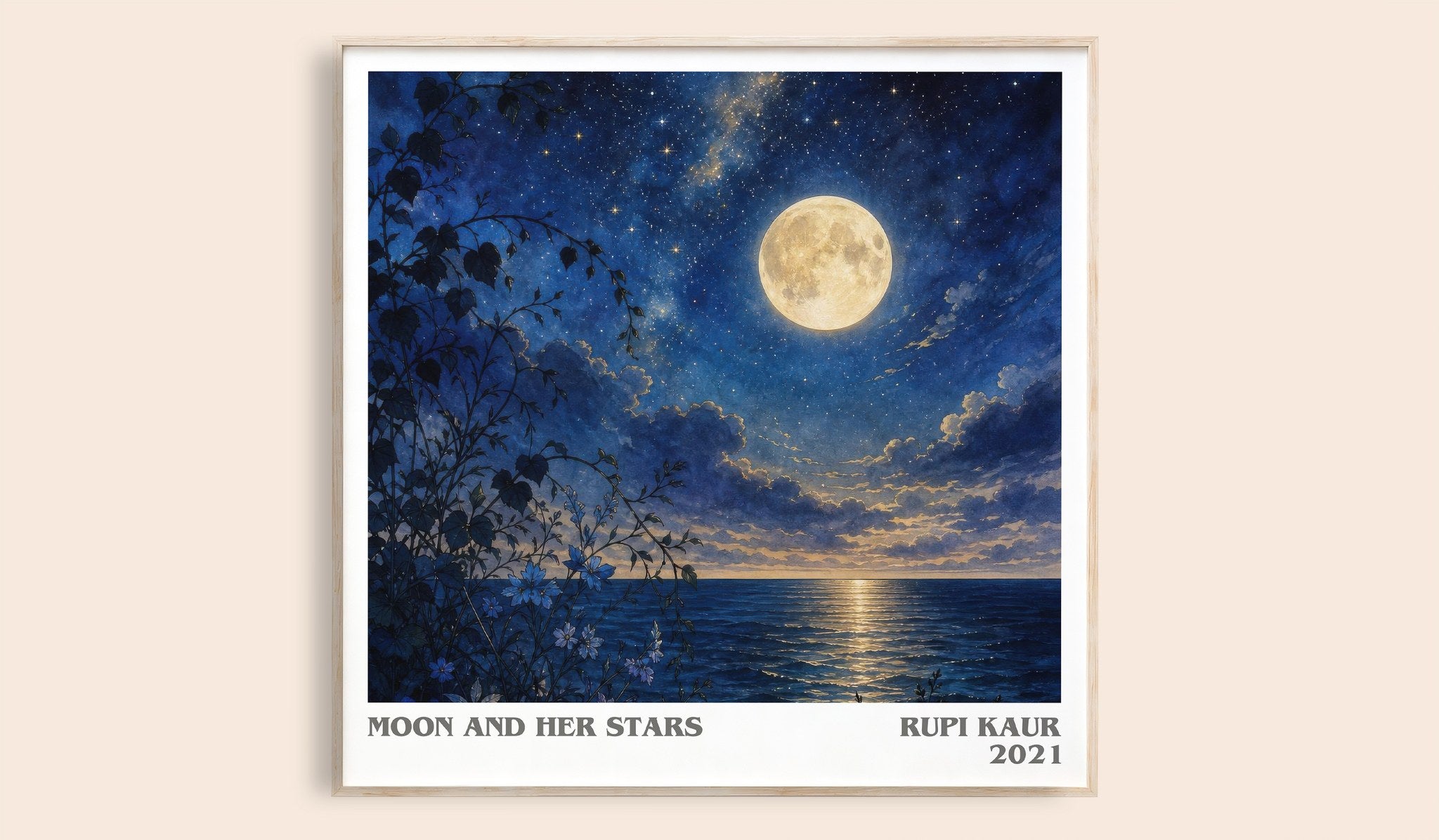 Moon and Her Stars Literary Art Print by Rupi Kaur