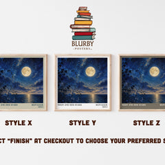 Moon and Her Stars literary print in frame leaning in hallway – poetry wall art