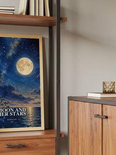 Moon and Her Stars book watercolour illustration paper finish options – matte satin gloss