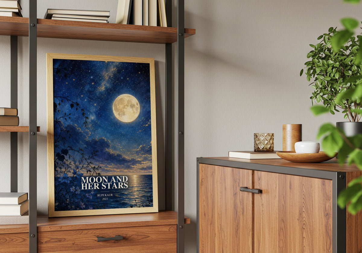 Moon and Her Stars book watercolour illustration paper finish options – matte satin gloss