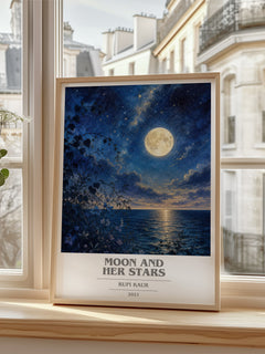 Moon and Her Stars book cover poster colour and style options – Rupi Kaur book art