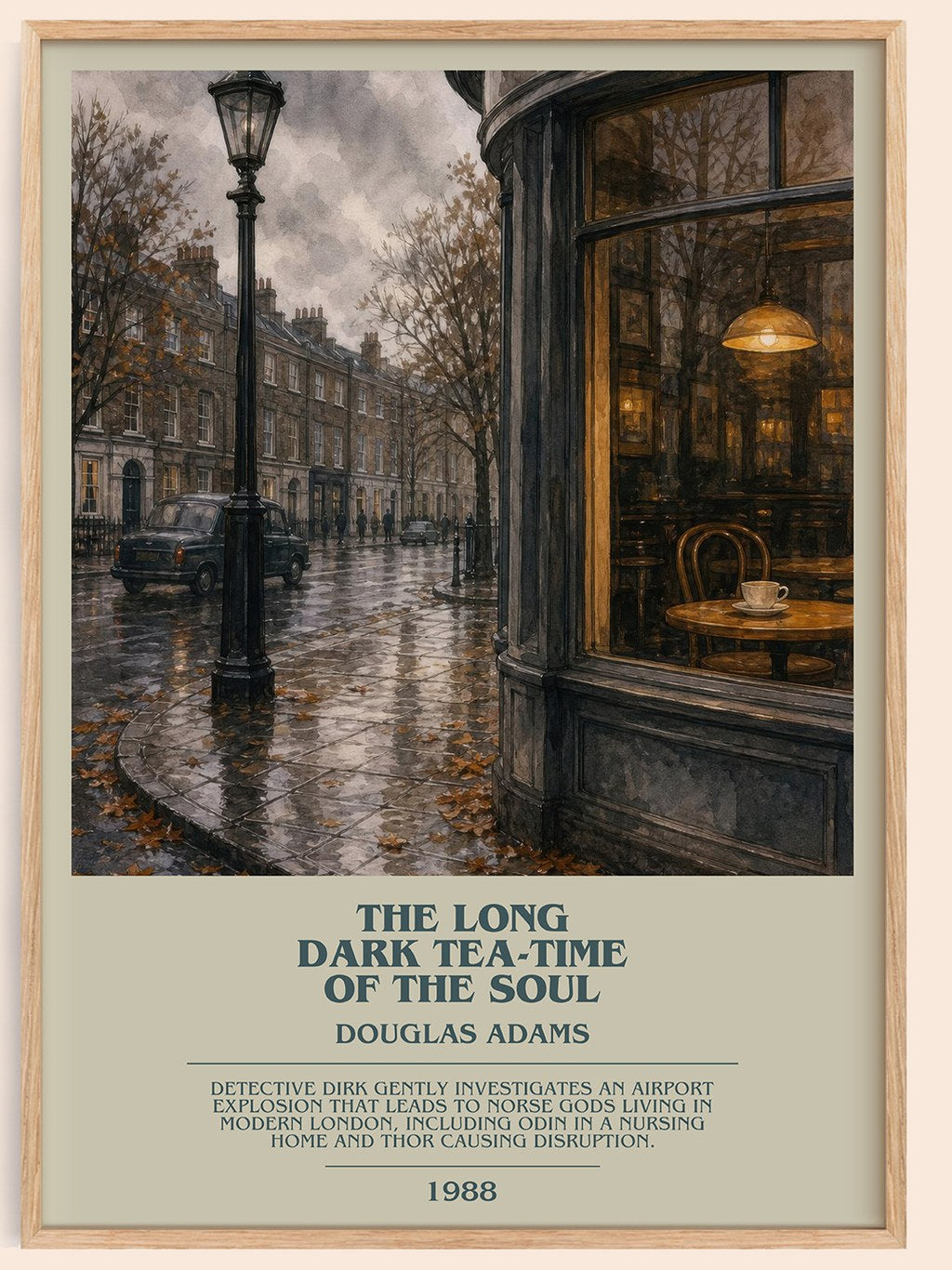 The Long Dark Tea-Time of the Soul bookish book poster by Douglas Adams – framed literary art print