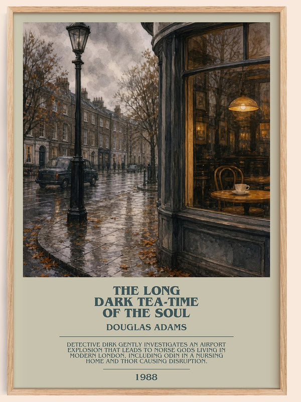 The Long Dark Tea-Time of the Soul bookish book poster by Douglas Adams – framed literary art print