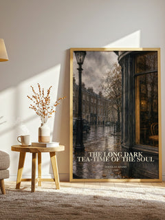 The Long Dark Tea-Time of the Soul watercolour print in frame leaning in hallway – fantasy wall art