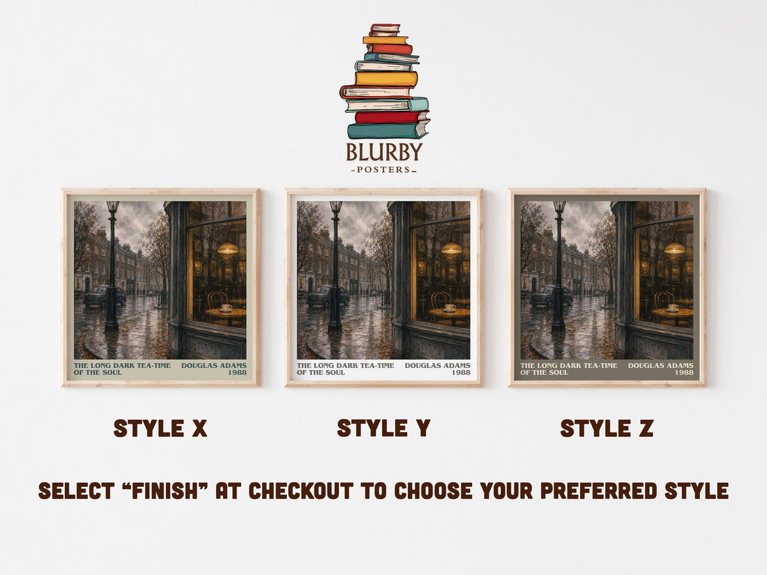 The Long Dark Tea-Time of the Soul literary print in frame leaning in hallway – fantasy wall art (mockup)