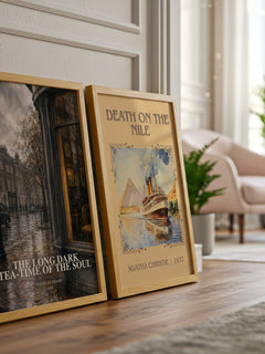 The Long Dark Tea-Time of the Soul watercolour print framed by window – literary home decor