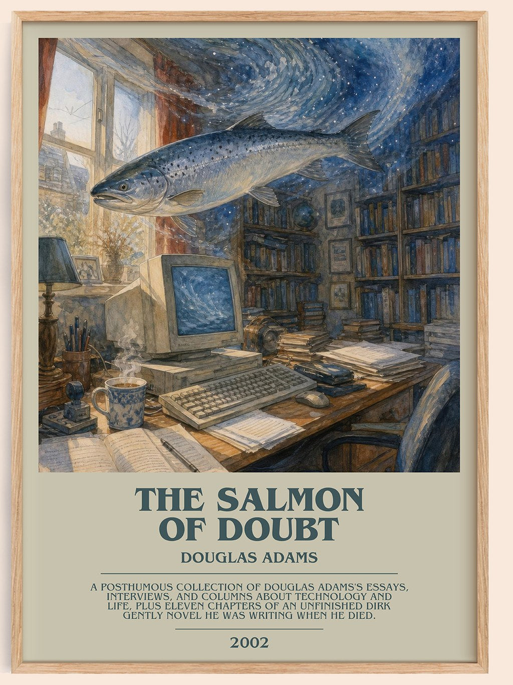 The Salmon of Doubt bookish book poster by Douglas Adams – framed literary art print