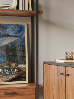 The Salmon of Doubt book watercolour illustration paper finish options – matte satin gloss