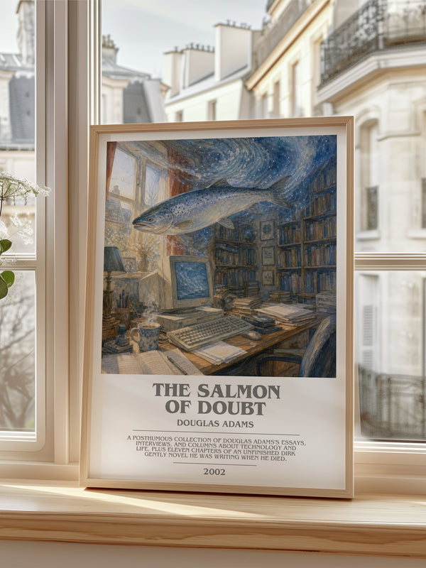 The Salmon of Doubt bookish poster colour and style options – Douglas Adams book art