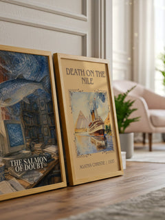 The Salmon of Doubt watercolour print framed by window – literary home decor