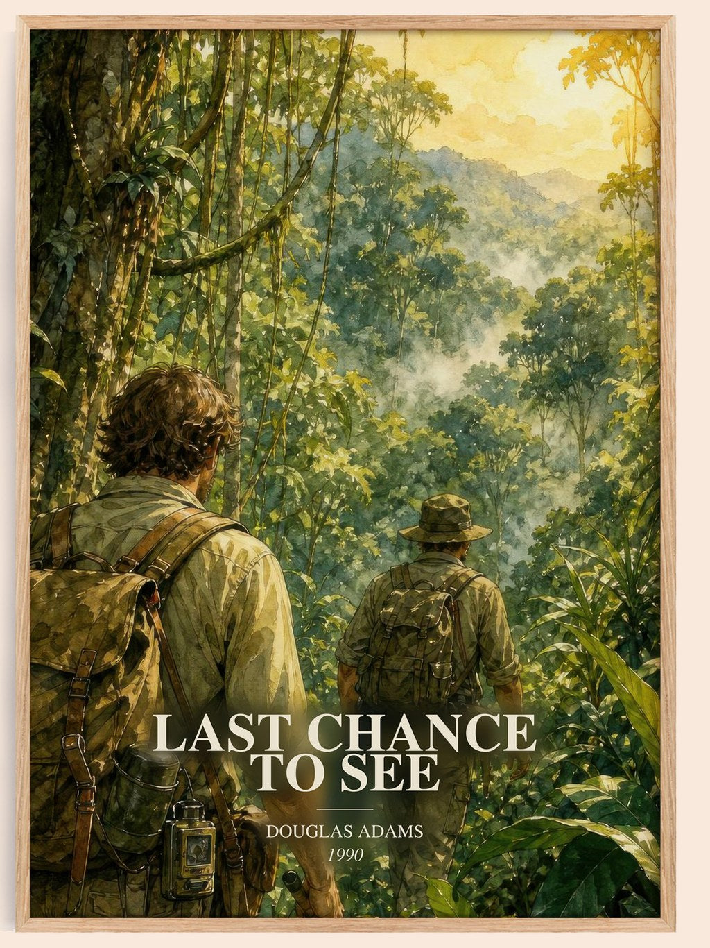 Last Chance to See watercolour book poster by Douglas Adams – framed literary art print