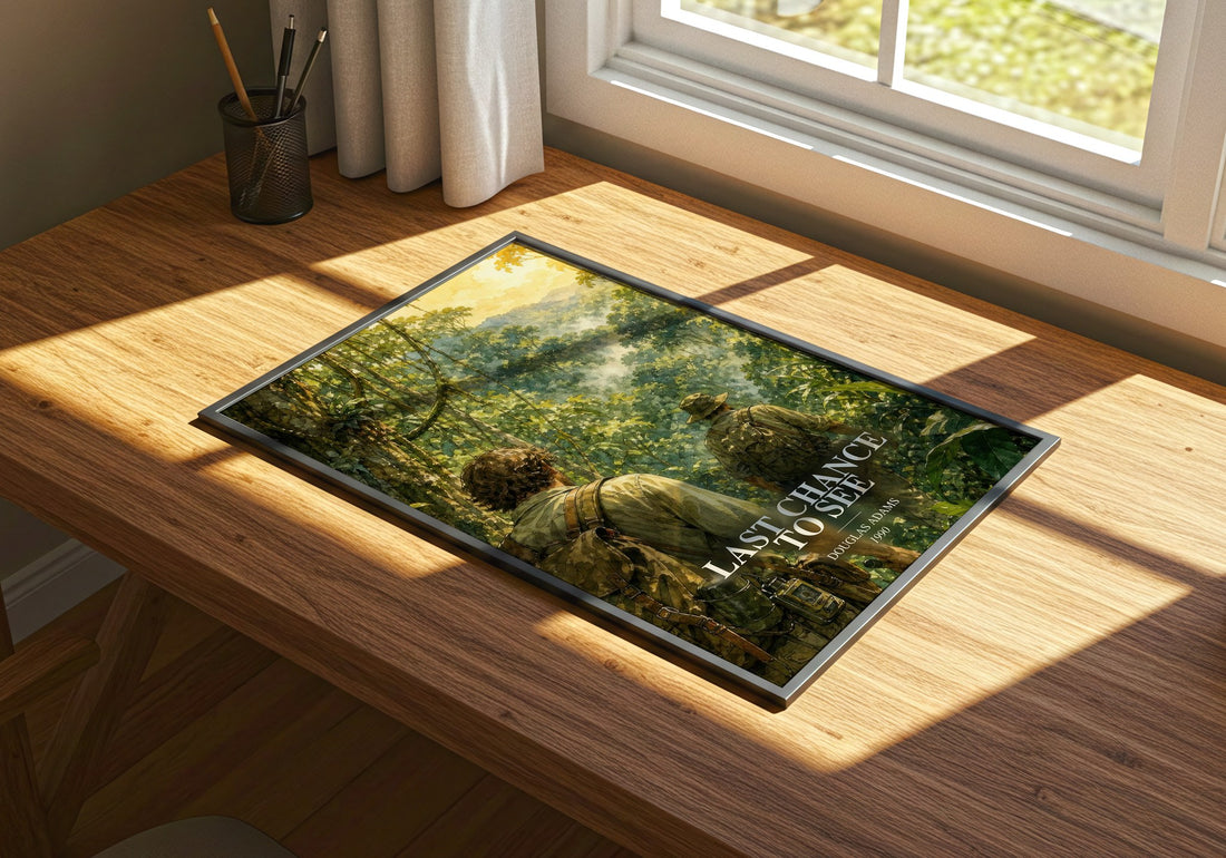 Last Chance to See watercolour book poster framed on wall – non fiction wall art