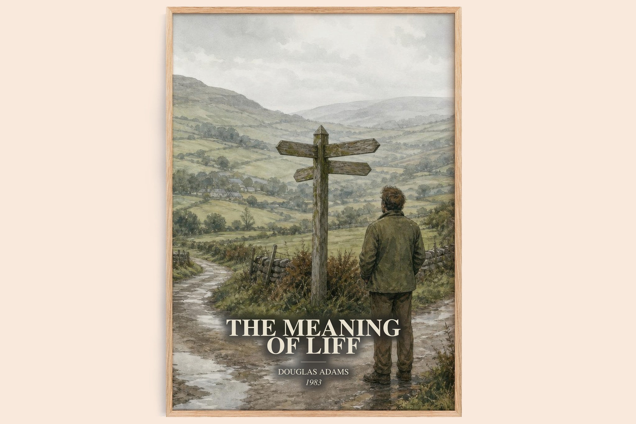 The meaning of Liff Book Watercolour Illustration by Douglas Adams