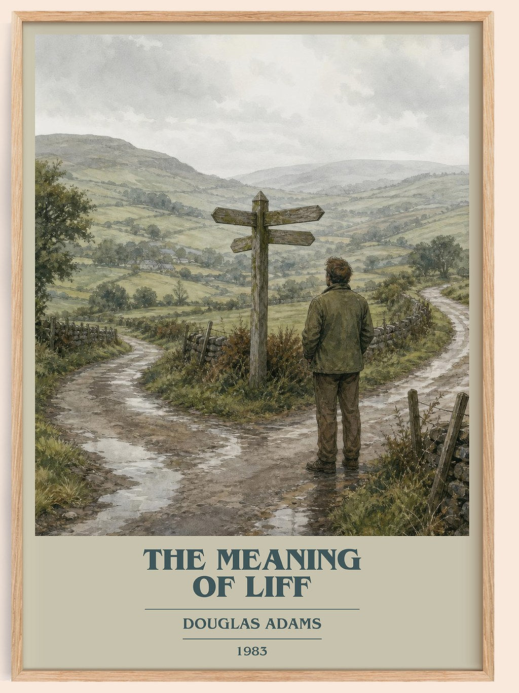 The meaning of Liff book cover book poster by Douglas Adams – framed literary art print