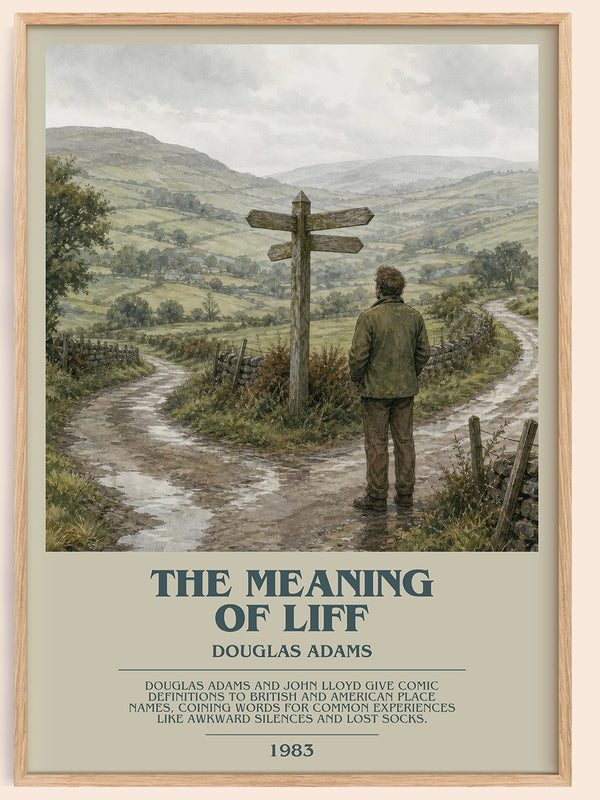 The meaning of Liff bookish book poster by Douglas Adams – framed literary art print