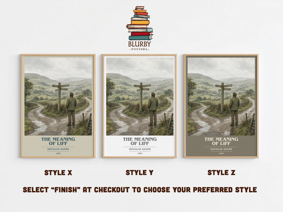 The meaning of Liff book cover print in frame leaning in hallway – non fiction wall art (mockup)