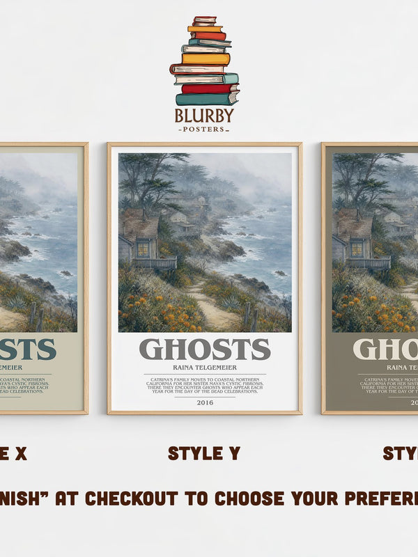 Ghosts bookish print in frame leaning in hallway – childrens wall art