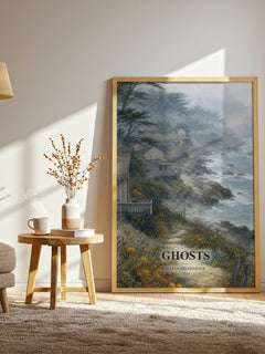 Ghosts watercolour print in frame leaning in hallway – childrens wall art