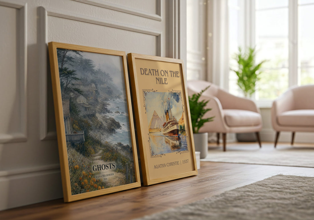 Ghosts watercolour print framed by window – literary home decor